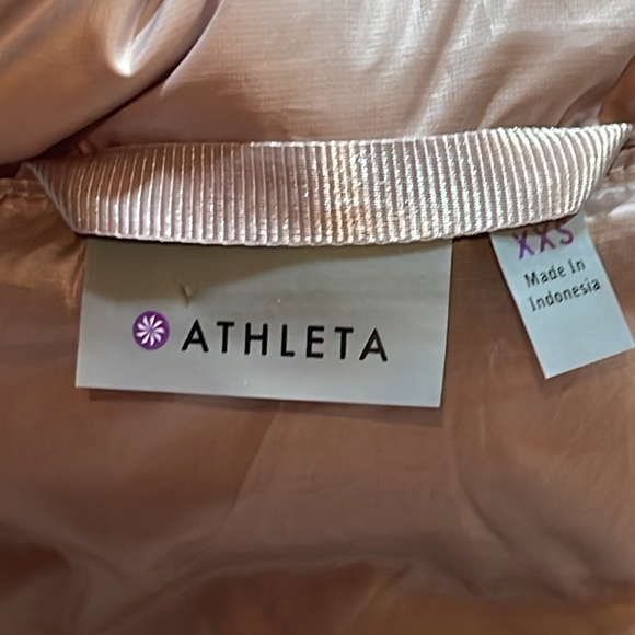 ATHLETA Taupe Goose Down Puffer Vest • XXS • Warm Quilted Zip Front High Collar - Picture 5 of 9